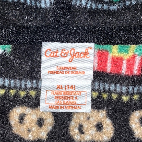 Cat and Jack Christmas Snacks One Piece Sleeper/Union Suit Kids Size XL 14 - Picture 2 of 7